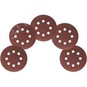 Круги шлифовальные с отверстиями (липучка), алюминий-оксидные, 125 мм, 5 шт Р 150 гибкая -14А - фото 4