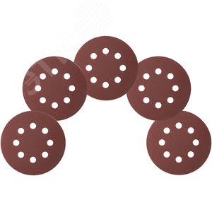 Круги шлифовальные с отверстиями (липучка), алюминий-оксидные, 125 мм, 5 шт Р 180 гибкая -14А - фото 4
