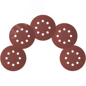 Круги шлифовальные с отверстиями (липучка), алюминий-оксидные, 125 мм, 5 шт Р 240 гибкая -14А - фото 4