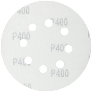 Круги шлифовальные с отверстиями (липучка), алюминий-оксидные, 125 мм, 5 шт. Р 400 - фото 2