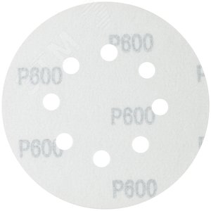 Круги шлифовальные с отверстиями (липучка), алюминий-оксидные, 125 мм, 5 шт. Р 600 - фото 2