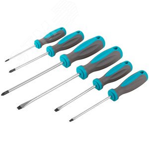 Набор отверток ''Техник'', на держателе, CrV сталь, прорезиненные ручки, 6 шт., PH0,1,2 + SL4,5,7 - фото 2