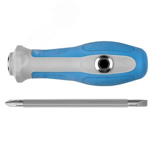 Изображение товара Отвертка с переставным жалом комбинированная, прямая и Т-обр., прорезиненная ручка, 6х120 мм PH2/SL6 (шт)