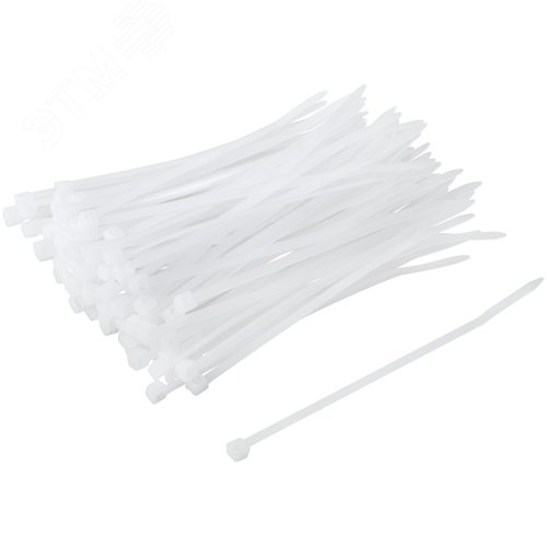Хомуты нейлоновые для проводов, белые 100 шт., 2,5х100 мм - фото 2