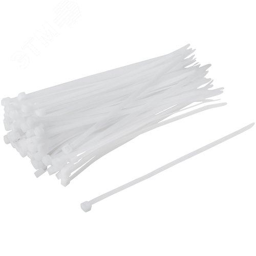 Хомуты нейлоновые для проводов, белые 100 шт., 4,8х200 мм - фото 2