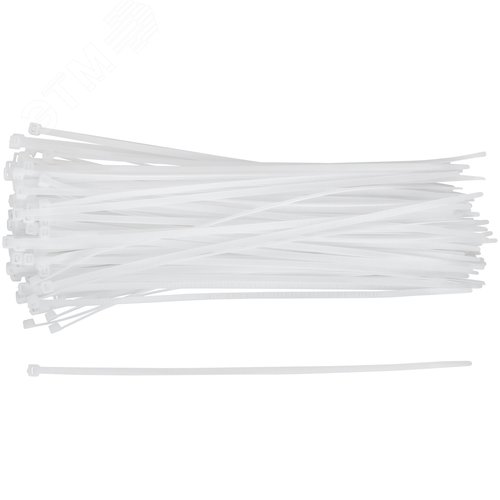 Хомуты нейлоновые для проводов, белые 100 шт., 4,8х300 мм - фото 1