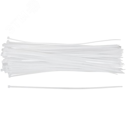 Хомуты нейлоновые для проводов, белые 100 шт., 4,8х400 мм - фото 1