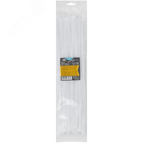 Хомуты нейлоновые для проводов, белые 100 шт., 4,8х400 мм - фото 3