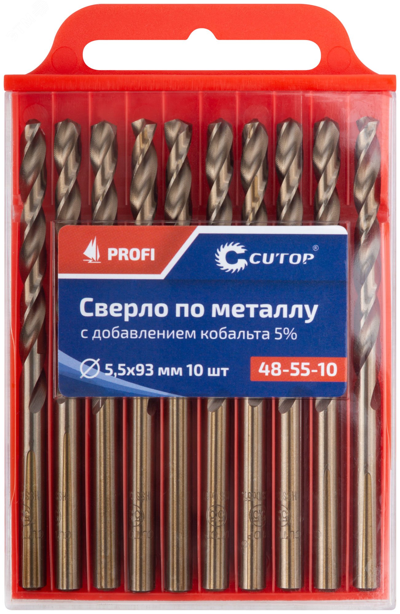 Сверло по металлу Cutop Profi с кобальтом 5%, 5.5 x 93 мм (10шт) 48-55-10 CUTOP - превью 3