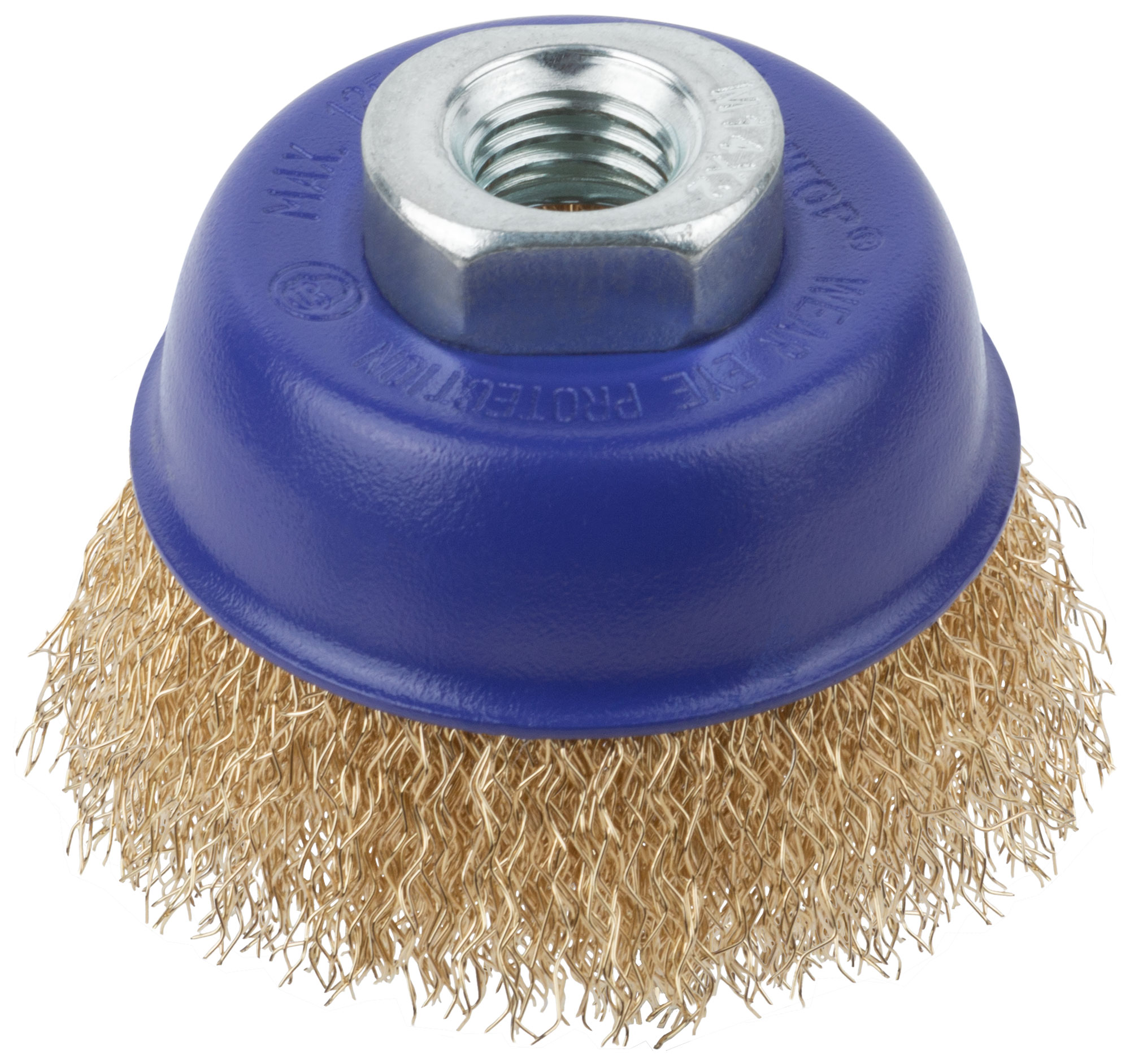 Щетка для УШМ, М14, Чашка, латунированная витая проволока 0,3 мм, 65 мм, блистер, Profi