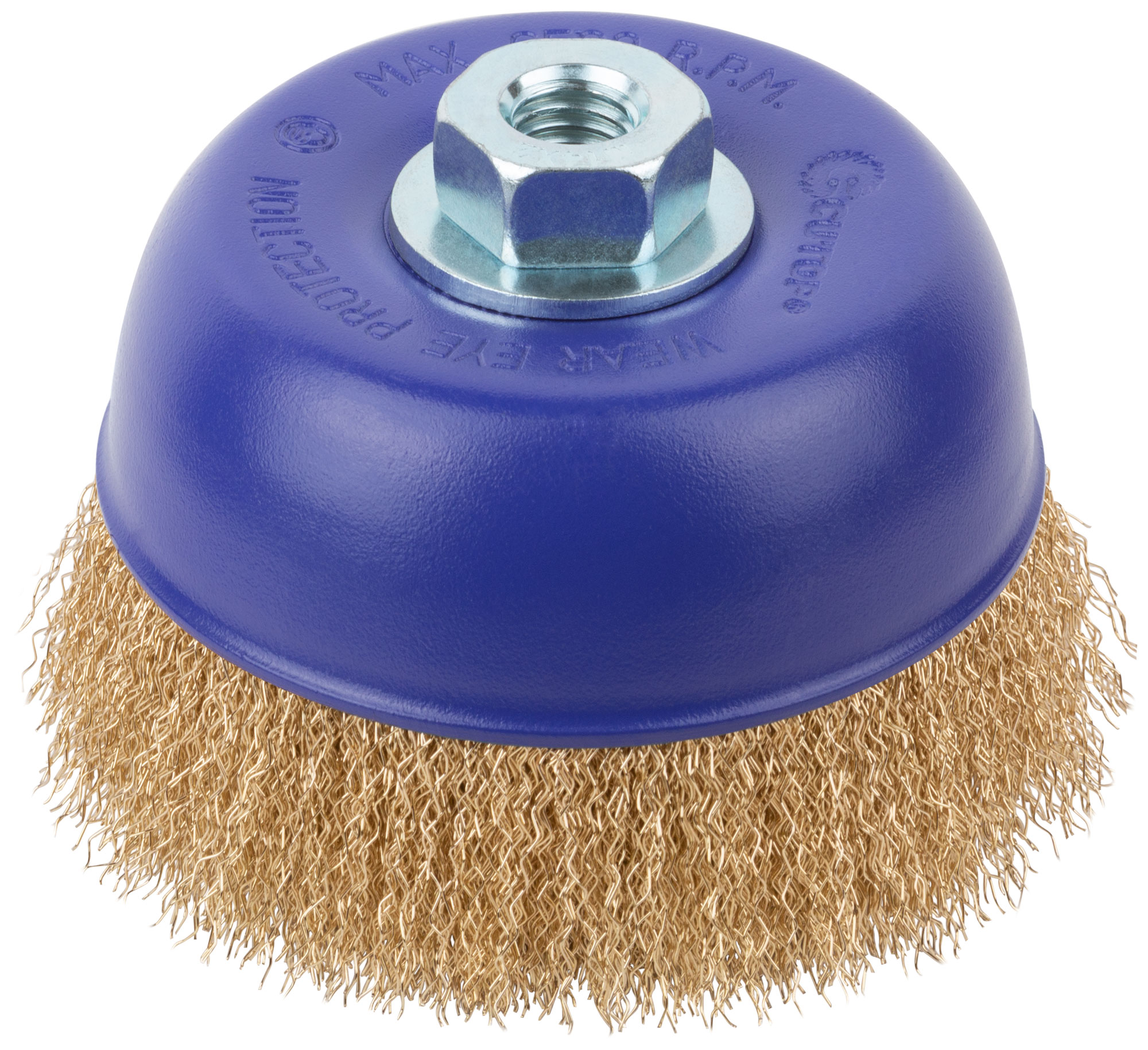 Щетка для УШМ, М14, Чашка, латунированная витая проволока 0,3 мм, 125 мм, блистер, Profi