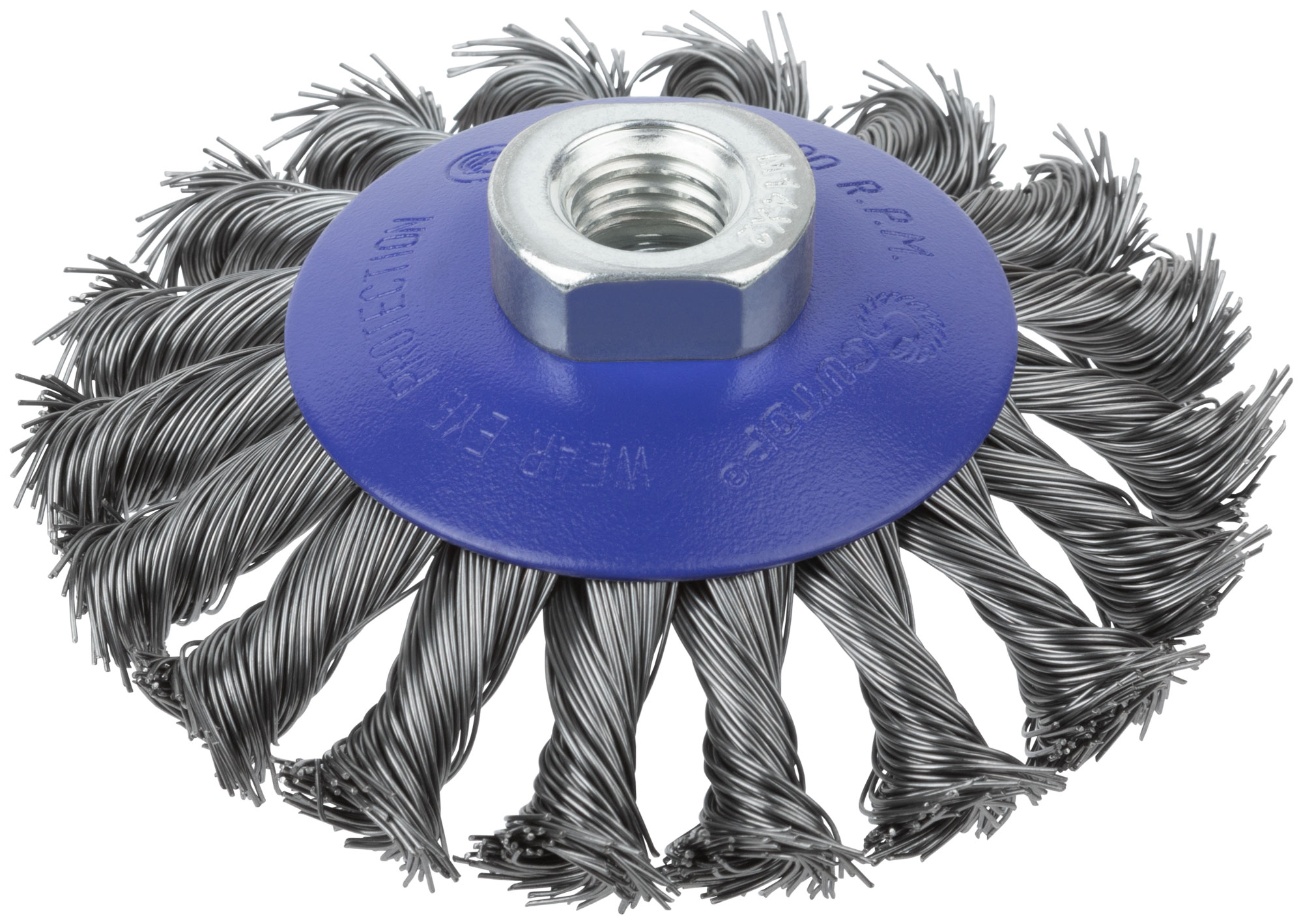 Щетка для УШМ, М14, Тарелка, крученая проволока 0,5 мм, 100 мм, блистер, Profi