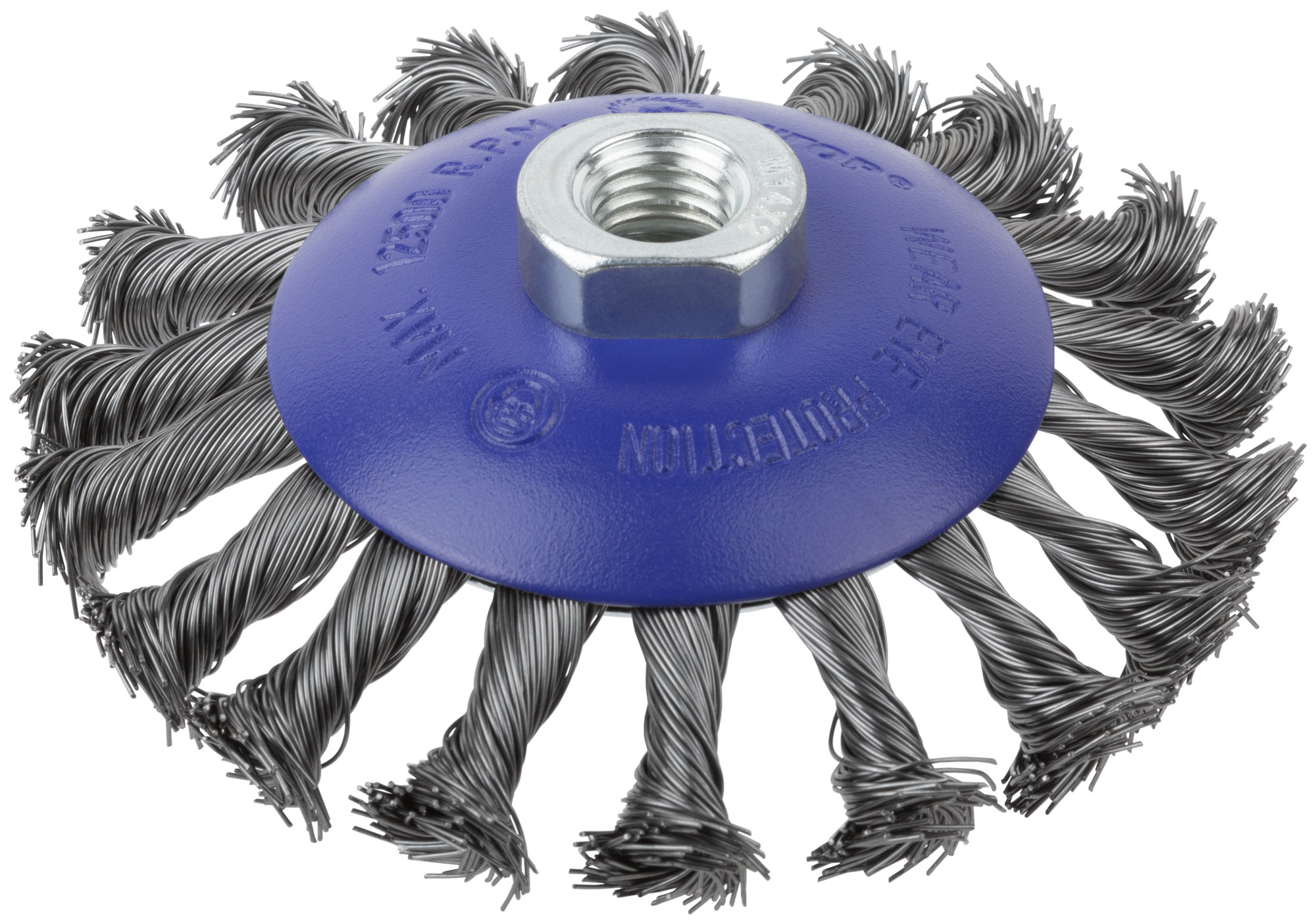 Щетка для УШМ, М14, Тарелка, крученая проволока 0,5 мм, 115 мм, блистер, Profi