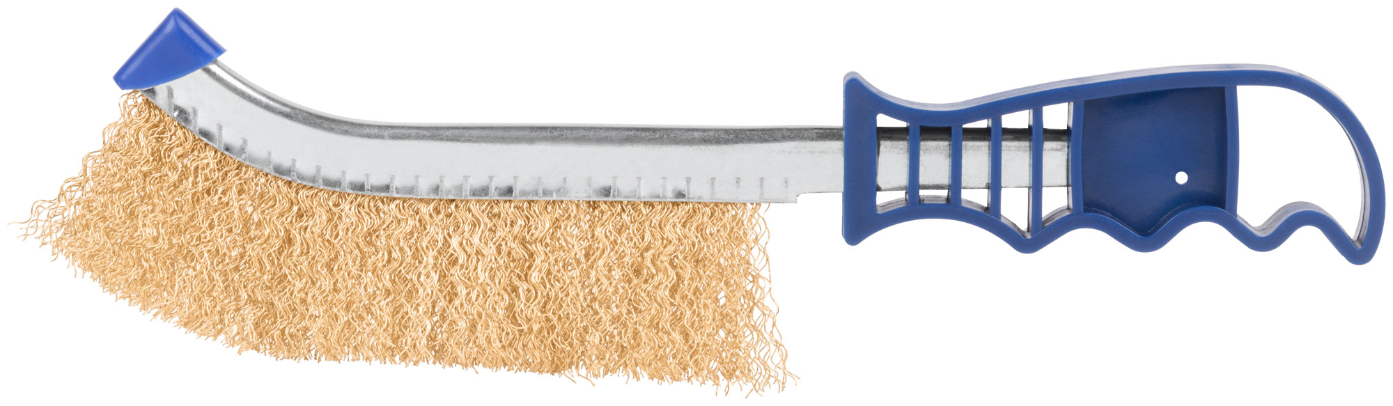 Щетка зачистная, латунированная витая проволока 0,3 мм, пластиковая ручка, 250 мм, блистер, Profi