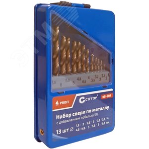 Набор сверл по металлу с кобальтом 5% в металлической коробке, 1.5-6.5 мм (через 0.5мм + 3.2мм, 4.8мм), 13 шт, Cutop Profi - фото 2