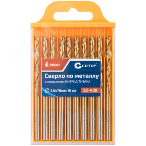 Сверло по металлу Cutop Profi с титановым покрытием, 3.6х70 мм (10 шт) - фото 3