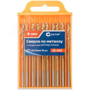 Сверло по металлу Cutop Profi с титановым покрытием, 3.8х75 мм (10 шт) - фото 3