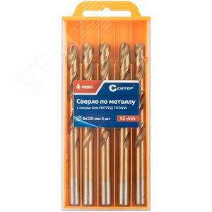 Сверло по металлу Cutop Profi с титановым покрытием, 9х125 мм (5 шт) - фото 3