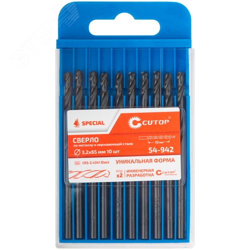 Сверло по металлу Special, HSS-G, 3,2x65/32 мм, 10 шт. - фото 3