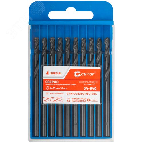 Сверло по металлу Special, HSS-G, 4x75/38 мм, 10 шт. - фото 3