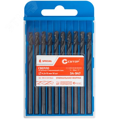 Сверло по металлу Special, HSS-G, 4,2x75/38 мм, 10 шт. - фото 3