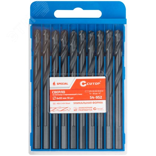 Сверло по металлу Special, HSS-G, 6x93/51 мм, 10 шт. - фото 3