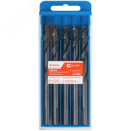 Сверло по металлу Special, HSS-G, 9x125/72 мм, 5 шт. - фото 3