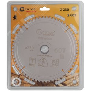 Диск пильный по дереву с тефлоновым покрытием 60Т, Profi plus, 230x1,6/2,4x32/30/25,4/20 мм - фото 2