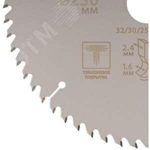 Диск пильный по дереву с тефлоновым покрытием 60Т, Profi plus, 230x1,6/2,4x32/30/25,4/20 мм - фото 4