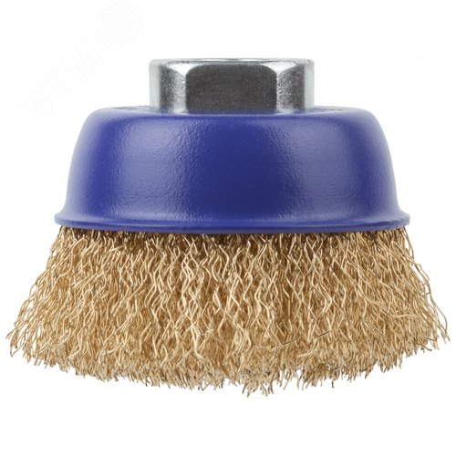 Щетка для УШМ, М14, Чашка, латунированная витая проволока 0,3 мм, 65 мм, блистер, Profi - фото 2