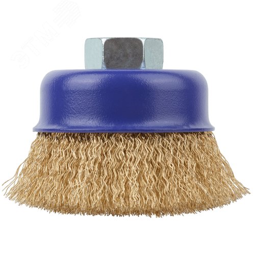 Щетка для УШМ, М14, Чашка, латунированная витая проволока 0,3 мм, 75 мм, блистер, Profi - фото 2