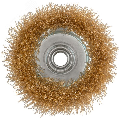 Щетка для УШМ, М14, Чашка, латунированная витая проволока 0,3 мм, 100 мм, блистер, Profi - фото 5