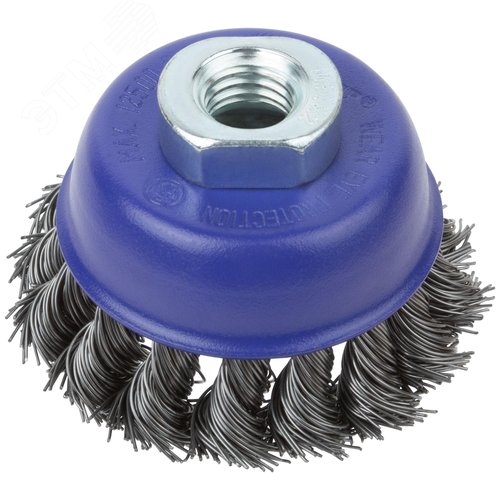 Щетка для УШМ, М14, Чашка, крученая витая проволока 0,5 мм, 65 мм, блистер, Profi - фото 1