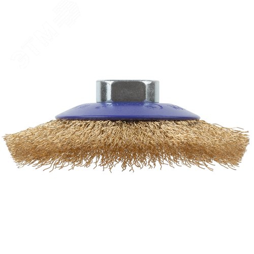 Щетка для УШМ, М14, Тарелка, латунированная витая проволока 0,3 мм, 100 мм, блистер, Profi - фото 2