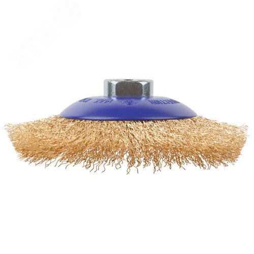 Щетка для УШМ, М14, Тарелка, латунированная витая проволока 0,3 мм, 125 мм, блистер, Profi - фото 2