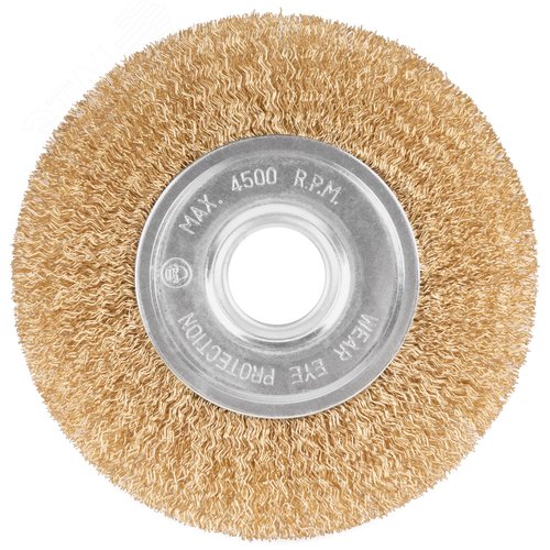 Щетка для УШМ, посадка 22,2 мм, Плоская, латунированная витая проволока 0,3 мм, 125 мм, блистер, Profi - фото 5