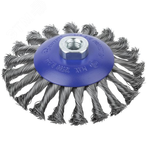 Изображение товара Щетка для УШМ, М14, Тарелка, крученая проволока 0,5 мм, 125 мм, блистер, Profi (шт)