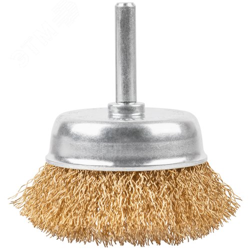 Щетка для дрели, Чашка, латунированная витая проволока 0,3 мм, 65 мм, блистер, Profi - фото 2