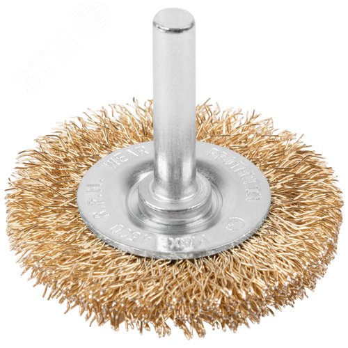 Изображение товара Щетка для дрели, Плоская, латунированная витая проволока 0,3 мм, 50 мм, блистер, Profi (шт)