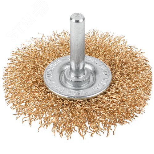 Щетка для дрели, Плоская, латунированная витая проволока 0,3 мм, 65 мм, блистер, Profi - фото 1