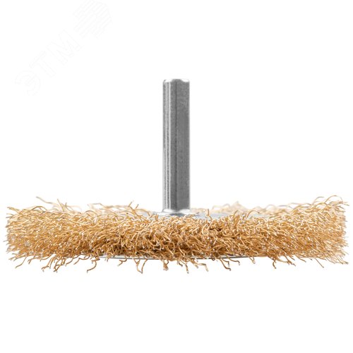 Щетка для дрели, Плоская, латунированная витая проволока 0,3 мм, 75 мм, блистер, Profi - фото 2