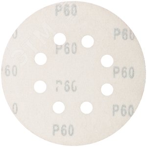Круги абразивные шлифовальные перфорированные на ворсовой основе под ''липучку'' (Р60, 125 мм, 5шт), Profi - фото 2