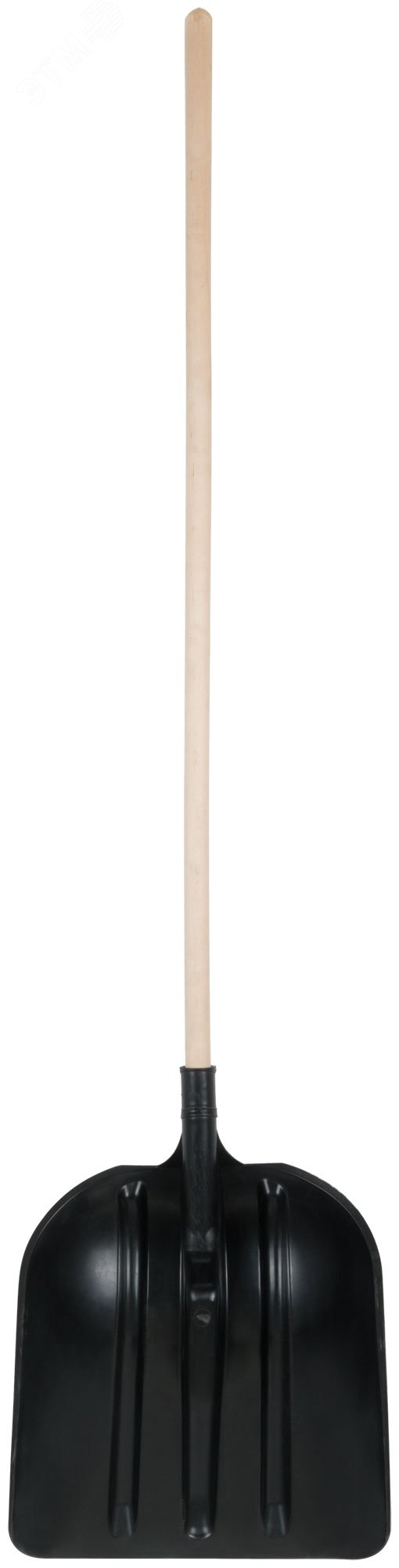 Лопата для уборки снега пластиковая, деревянный черенок 400х470х1600 мм 68111 РОС - превью