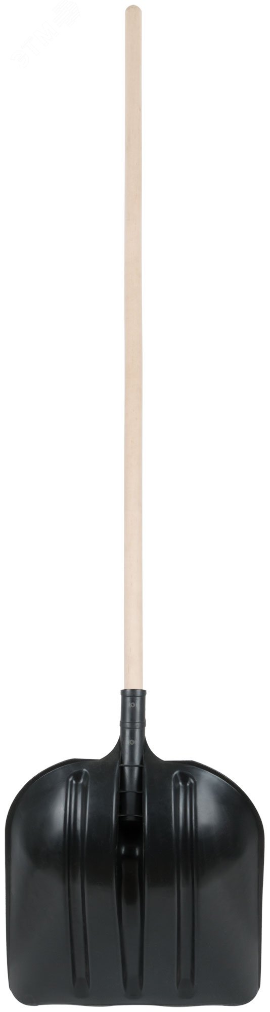 Лопата для уборки снега пластиковая, деревянный черенок 400х470х1600 мм 68111 РОС - превью 3