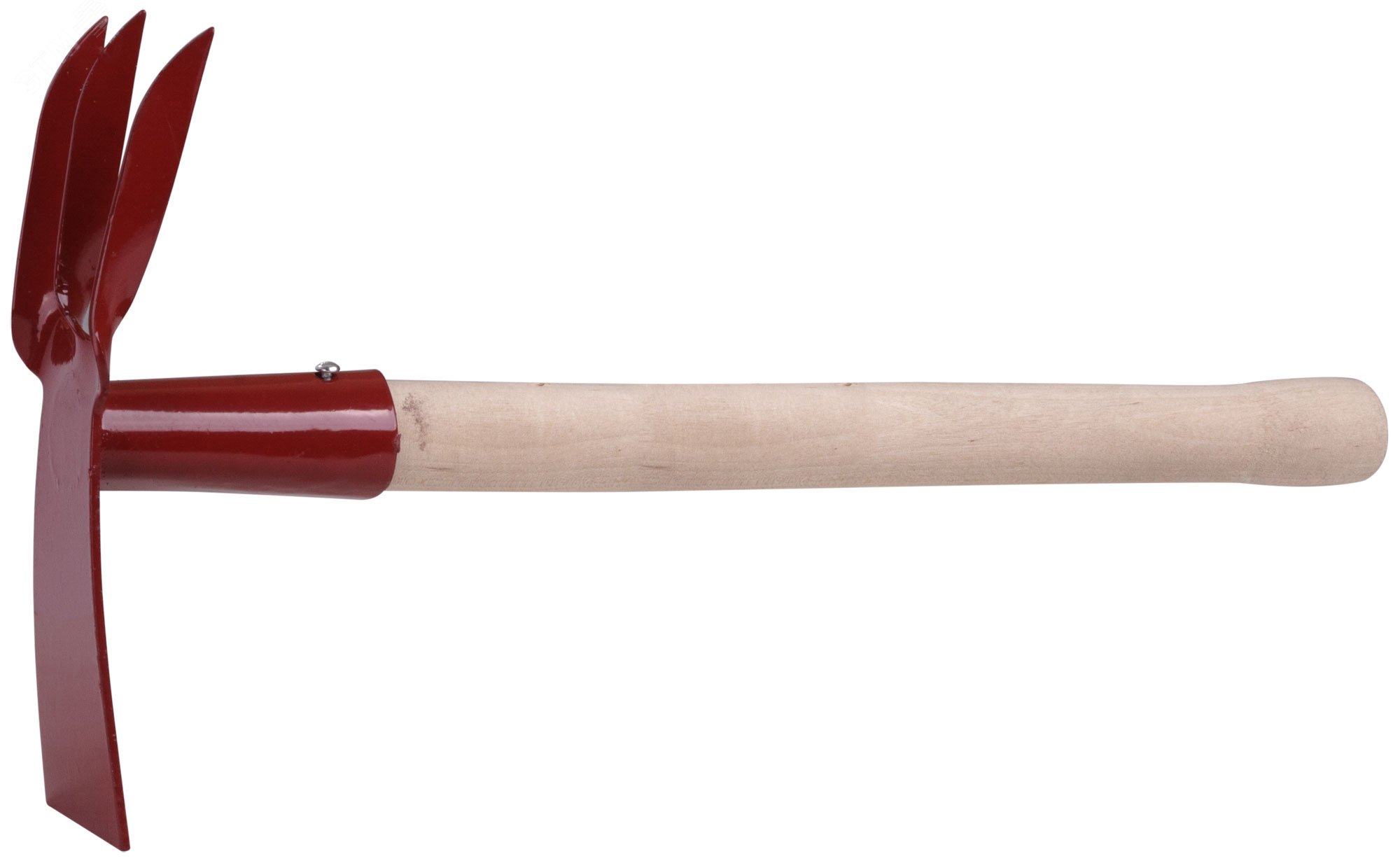 Мотыжка комбинированная с деревянной ручкой, 3 витых зуба, профиль трапеция 76812 РОС - превью
