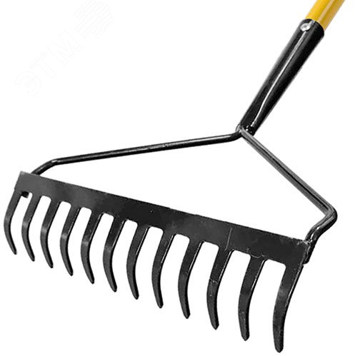 Изображение товара Грабли ГП-12 с желтым металлизированным черенком, 12 зубьев садовый инструмент