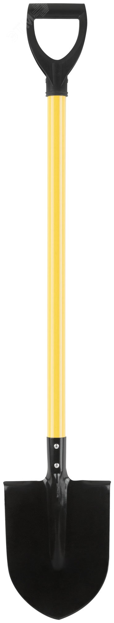 Лопата штыковая ЛУ, с желтым металлизированным черенком и V-ручкой 215х285х1130 мм 77215 РОС - превью