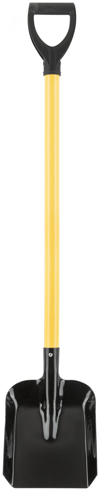 Лопата совковая с желтым металлизированным черенком и V-pучкой 220х270х1060 мм 77218 РОС - превью