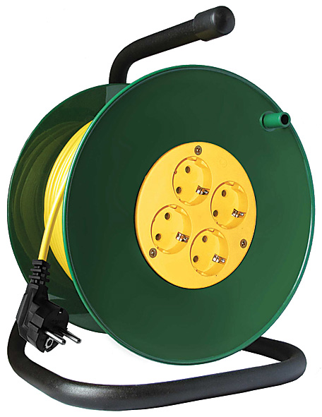 Удлинитель силовой на катушке 4 гнезда с заземлением СОЮЗ ПВС 3х1,5 мм 3500 Вт, 30 м