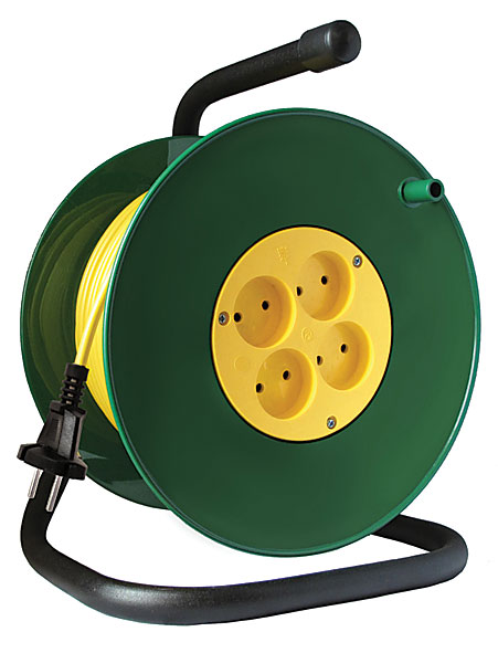 Удлинитель силовой на катушке 4 гнезда без заземления СОЮЗ ПВС 2х2,5 мм 4000 Вт, 20 м